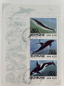Korea DPR 1992 : Whales Dolphins Marine Life - Very Fine Souvenir Sheet