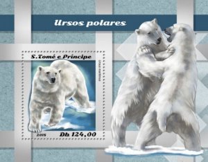 St Thomas - 2018 Polar Bears - Stamp Souvenir Sheet - ST18501b