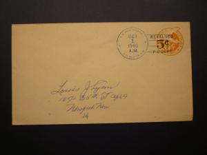 #UC13 1946 6ȼ REVALUED TO 5ȼ AIRMAIL STAMPED ENVELOPE FDC - AIEA HEIGHTS, HAWAII