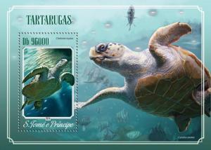 SAO TOME E PRINCIPE 2014 SHEET TURTLES REPTILES st14619b