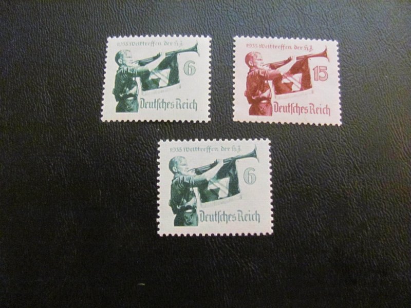 GERMANY 1935 MNH SC# 463-4+Y VALUE BUGLER SET $40 (113)