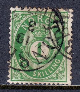 Norway - Scott #16 - Used - 187* cancel, pulled perf, minor toning - SCV $60