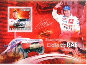 CLOSE OUT SAO TOME 2007 COLLIN McRAE CAR RACING SOUVENIR SHEET MINT NH