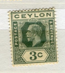 CEYLON; 1920s early GV issue fine Mint Hinged Shade of 3c. value