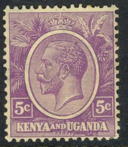 KENYA AND UGANDA 1922-27 KGV 5c Violet Sc 19 MLH