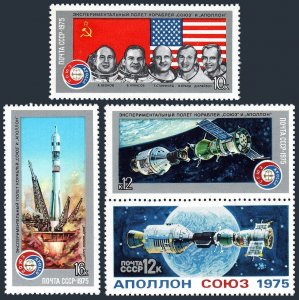 Russia 4338-4341,4342, MNH. Mi 4371-4374, Bl.105. Apollo-Soyuz Space Test, 1975.