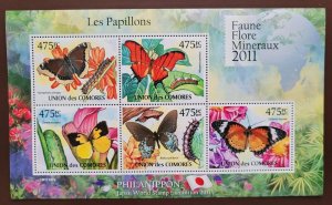 Comoros 2011  / Insects - Butterflies - ( Philanippon 2011) /  5v ms