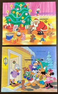 Grenada 2 Disney Christmas 1986 Mickey & Friends Souvenir Sheets 5 x 4 inches