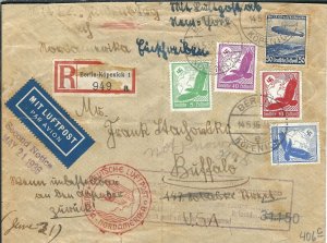 Berlin, Germany to Buffalo, NY 1936 Registered Airmail (48038)