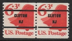 MNH US Bureau Precancels: NJ; Clifton #1518a–81 6.3¢ Bell Gap Pair
