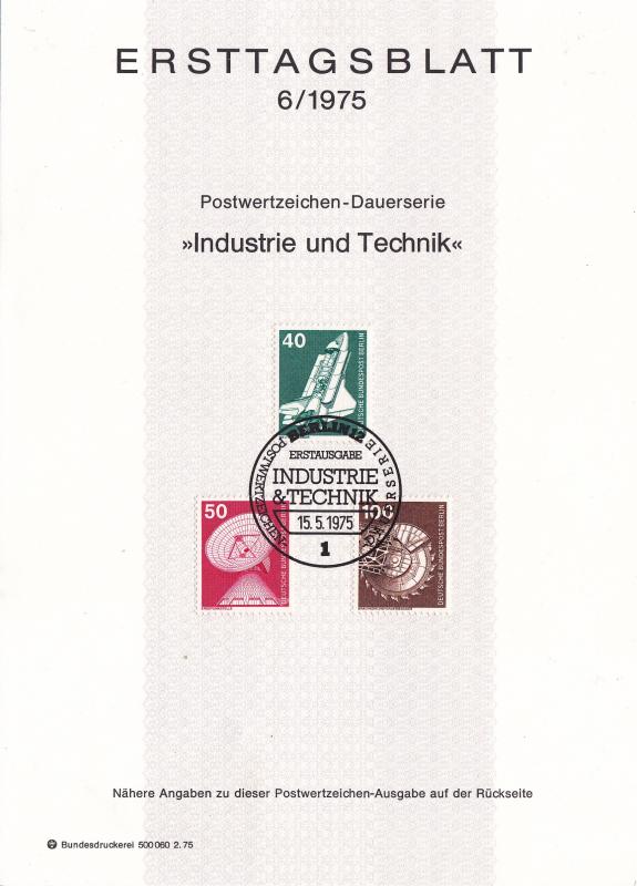 Germany Berlin ETB 6 / 1975 SC #9N363, 9N364, 9N368 Industry.