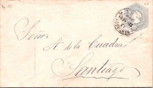 SCHALLSTAMPS CHILE 1891 POSTAL HISTORY STATIONERY COLON COVER ADDR CANC SANTIAGO