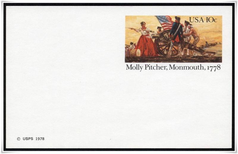 SC#UX77 10¢ Molly Pitcher: Monmouth Postal Card Mint 