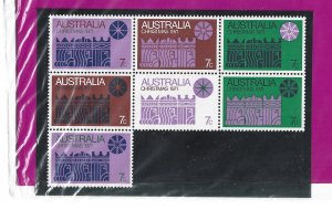Australia Sc #508 block of 7 still in original 1971 cellophane pack