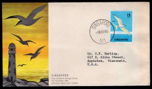 Singapore 76 Bird Typed FDC