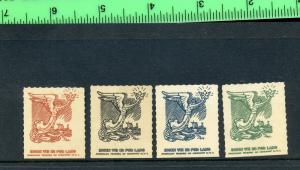 4 VINTAGE 'AMERICAN FRIENDS OF NORWAY NYC' INGEN VEI ER FOR LANG POSTER STAMPS