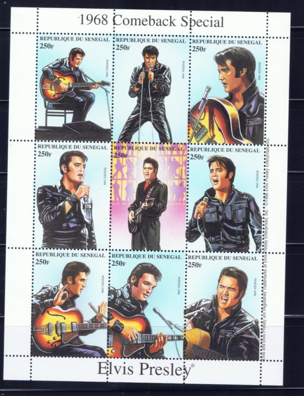 Senegal 1350 MNH 1999 Elvis Presley sheet of 9