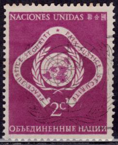 United Nations, 1951, Peace, Justice, Security, 2c, sc#3, used