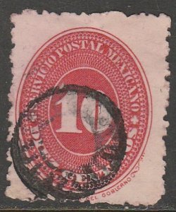 MEXICO 199, 10¢ LARGE NUMERAL (LINES ON REVERSE), USED. F-VF. (1287)