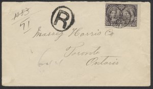 1897 Registered Cover Underwood (Bruce) ONT to Toronto #56 8c Victoria Jubilee