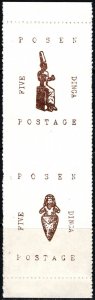 Vintage Posen Illinois Charity Poster Stamp Posen 5 Dinga Postage Gutter Pair