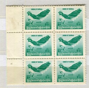 BURMA; 1960s early Birds issue fine MINT MNH Marginal BLOCK