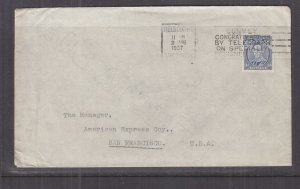 AUSTRALIA, 1937 cover, KGVI 3d. Blue (damaged at top right), Melbourne to USA.