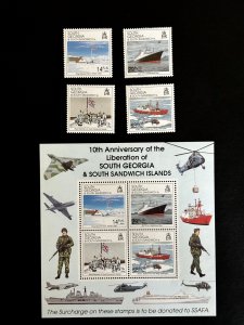 South Georgia: 1992, 10th Anniversary Liberation of Falkland set +  M/Sheet, MNH