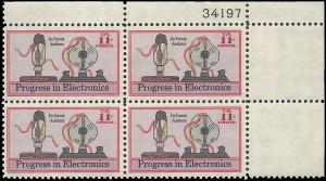 US #C86 11¢ ELECTRONICS MNH UR PLATE BLOCK #34197 DURLAND $1.30