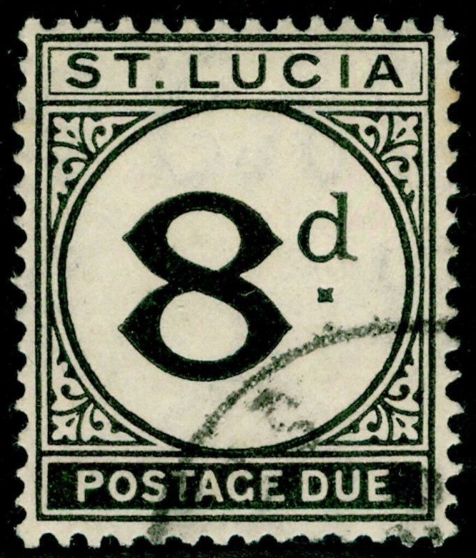 ST. LUCIA SGD6, 8d black, FINE USED. Cat £65.