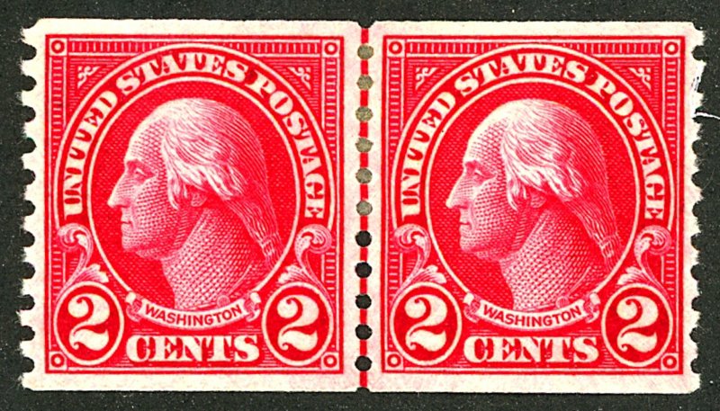 U.S. #599 MINT LINE PAIR OG HR