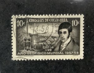 Colombia 1958 Scott 680 used - 10c, international geophysical year