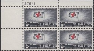 1239 Red Cross Centenary Plate Block MNH