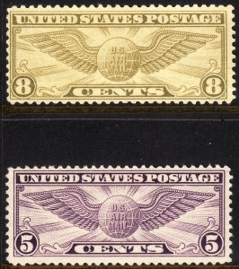 1931 - 1932 U.S Winged Globe airmail complete set MLMH Sc# C16 / C17 CV $7.00