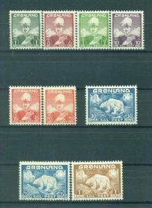 Greenland sc# 1-9 mh cat value $42.50