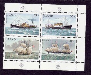 Iceland-Sc#745-unused NH block-Ships-1991-