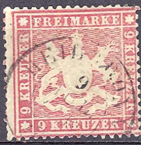 Wuerttemberg  Mi 19y  Used thin paper variety