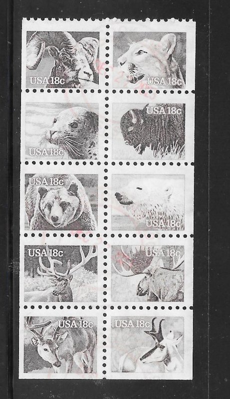 #1880-89 Used American Wildlife Booklet Pane of 10