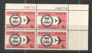 United States - Canal Zone 1965 Sc# C43 MNH VG/F - Plate block 4