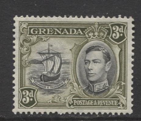 Grenada -Scott 137- KGVI- Definitive Issue-1938 -MLH- Single 3p Stamp