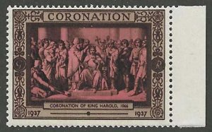 Great Britain, King Harold 1066, King George VI, 1937 Coronation Poster Stamp