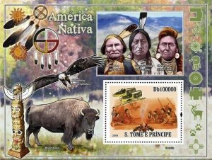 S. TOME & PRINCIPE 2009 - Native America, Indians (Bird of Pray, Bison) S/S