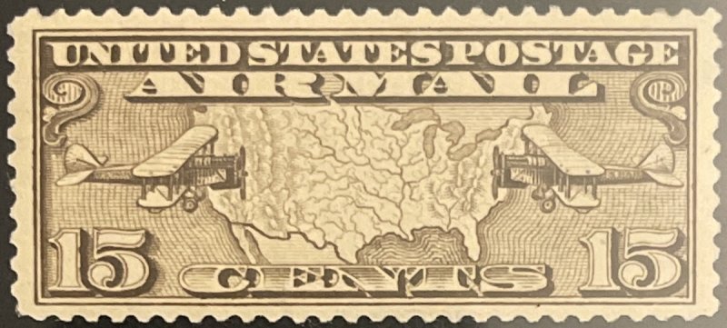 Scott #C8 1926 15¢ U.S. Map and Mail Planes unused disturbed gum VF