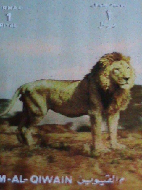 ​UMM-AL-QIWAIN 3D AIRMAIL STAMP WILD ANIMAL-LION- MNH- SPECIAL STAMP VERY FINE