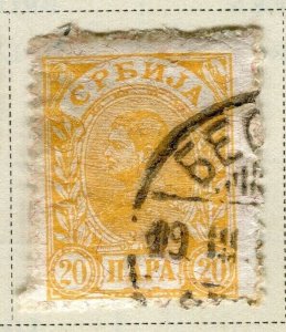 SERBIA; 1894 early classic potrait issue fine used 20p. value