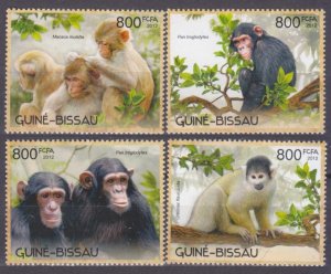 2012 Guinea-Bissau 6231-6234 Fauna - Monkeys  13,00 €