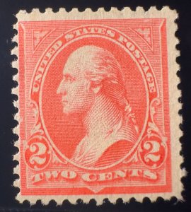 US Scott #252a Scarlet M NG LH F 1895 Type 3 UNWMKD