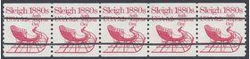 #1900a 5.2c Sleigh 1880s Bureau Precancel Coil Strip of 5 1983 Mint NH