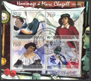 Togo 2012 Art Paintings M. Chagall Sheet Used / CTO