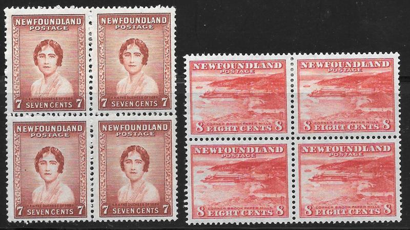 Newfoundland Scott Number 208-209 Mint H Blocks 4